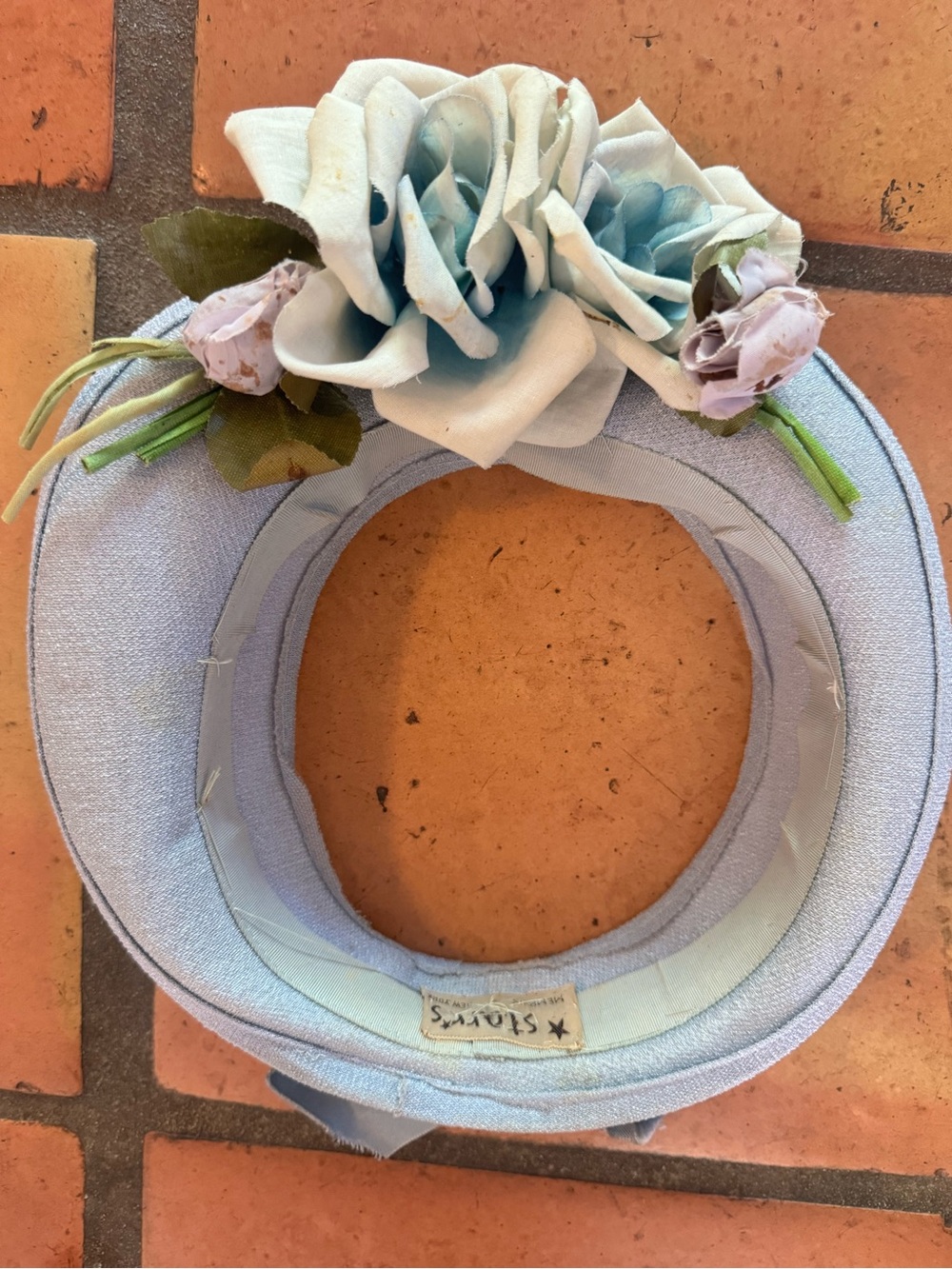 VTG 40s 50s 60s Blue Rose Hat